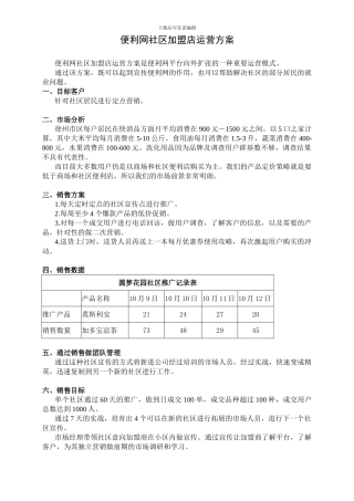 社区加盟店方案