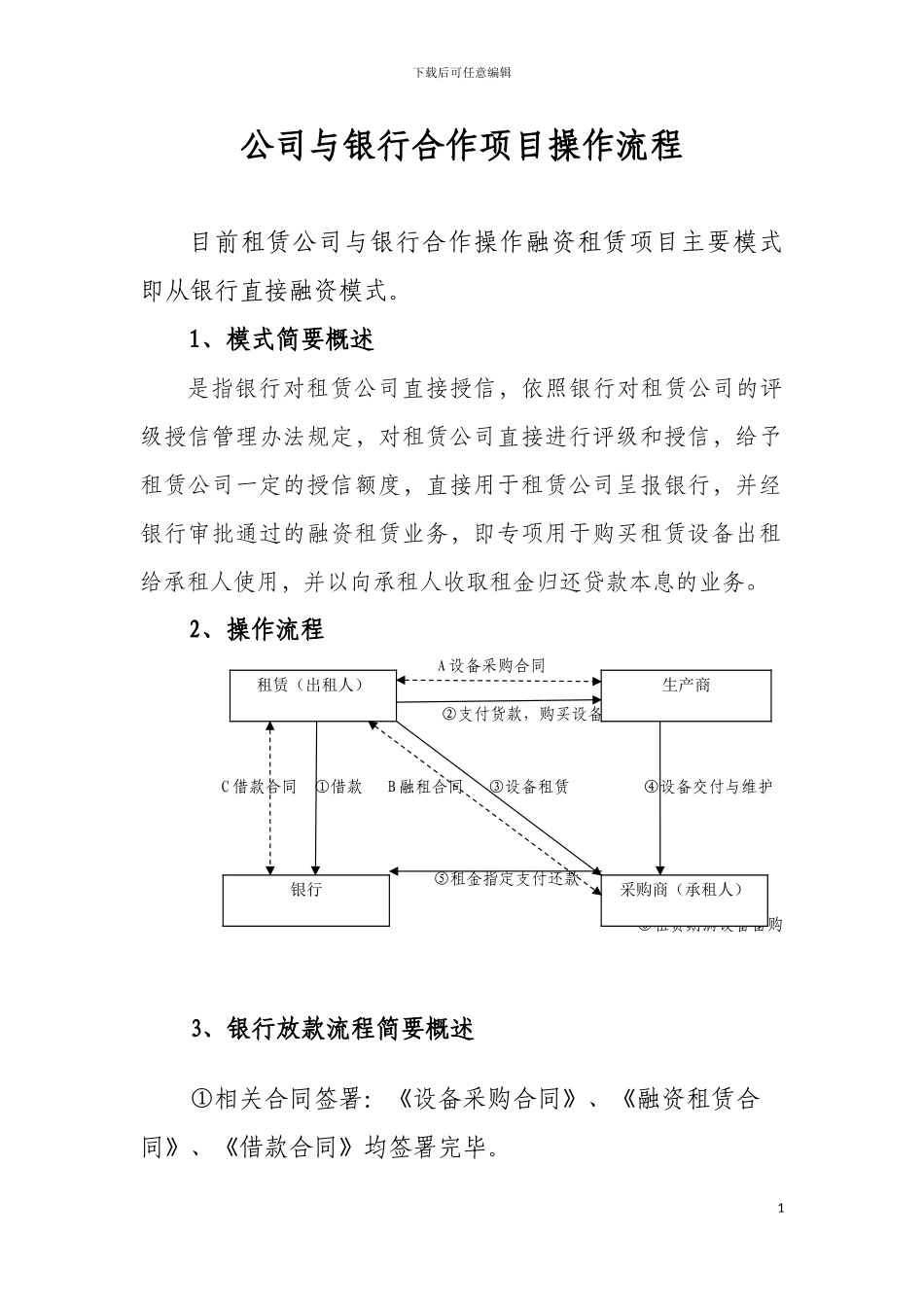 租赁公司与银行合作项目操作流程_第1页