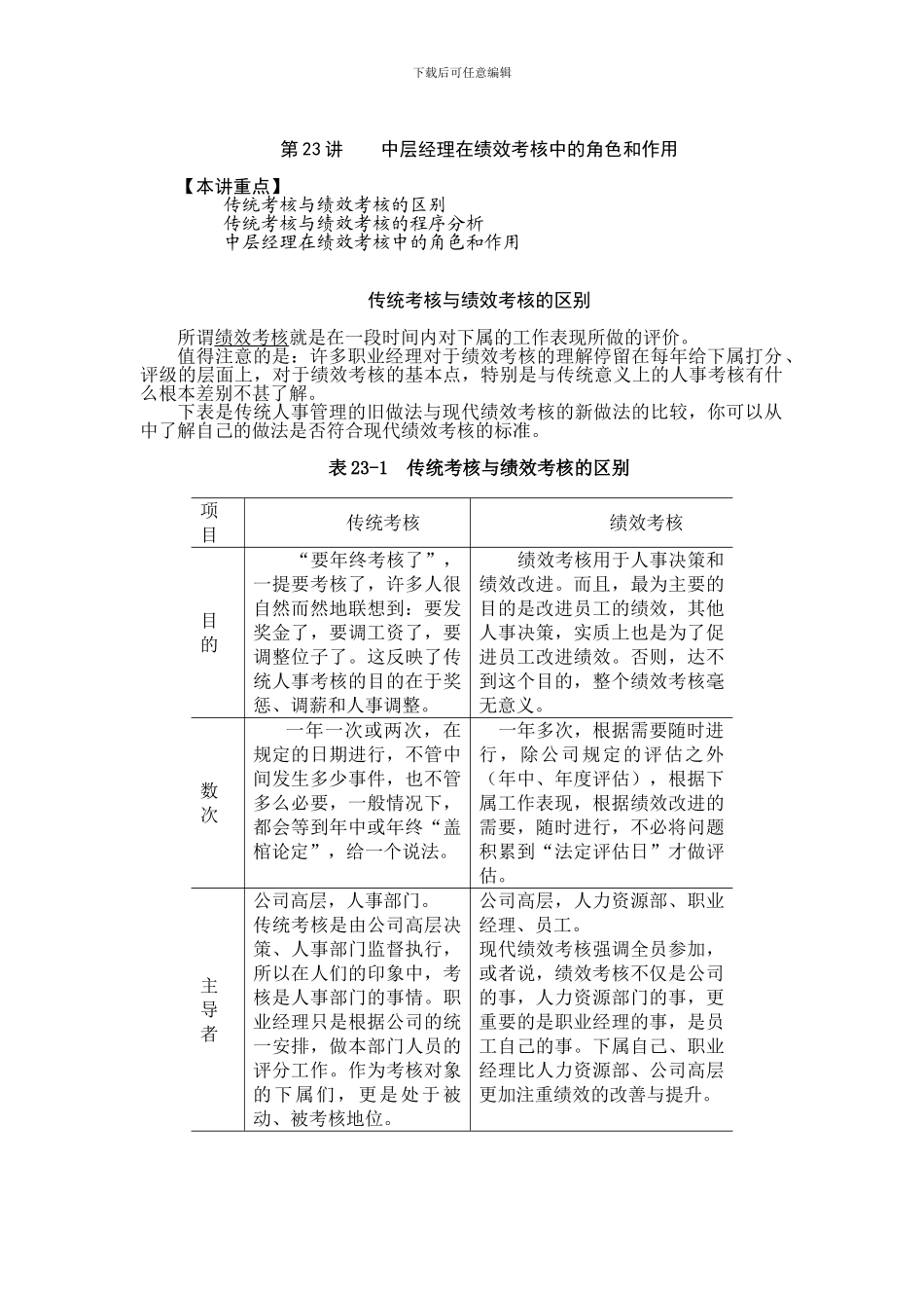 第23讲----中层经理在绩效考核中的角色和作用_第1页