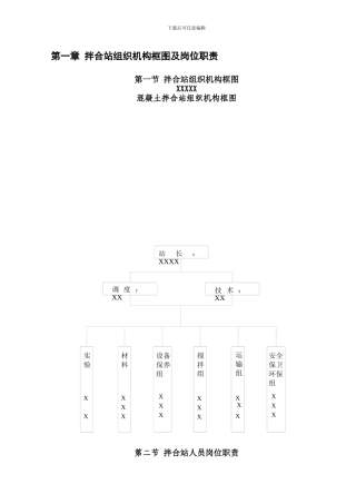 第一章-混凝土拌合站组织机构框图及岗位职责