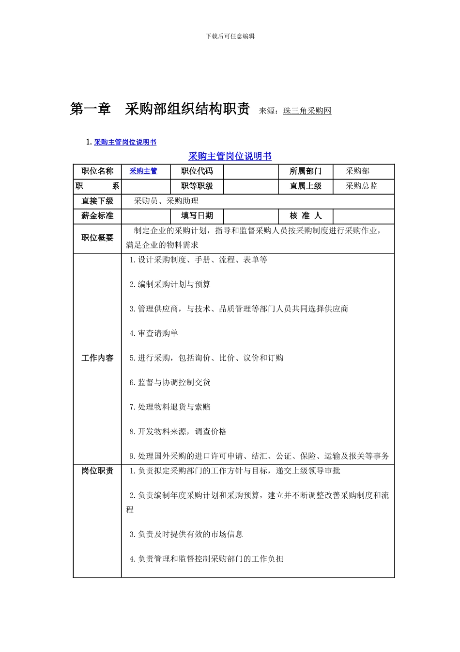 第一章-采购部组织结构职责_第1页