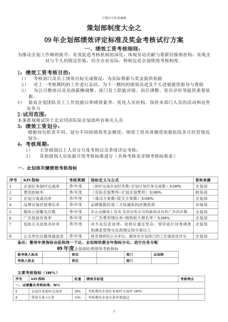 策划部制度大全之企划部考核管理