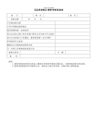 绩效考核面谈表