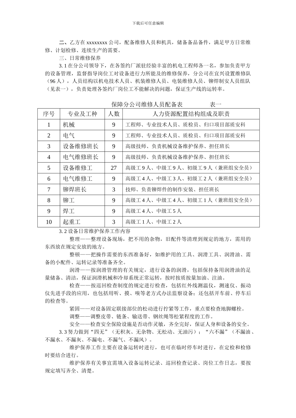 维修保障合同书范本_第2页