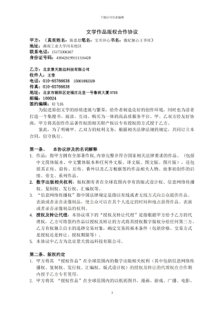 网络小说版权合作协议VIP版2024-1-2--范本