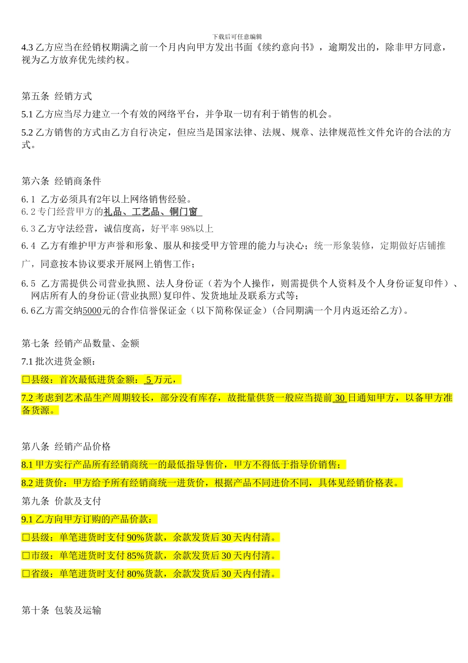 网络经销协议书模板_第2页