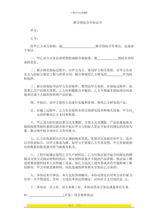 联合投标合作协议书