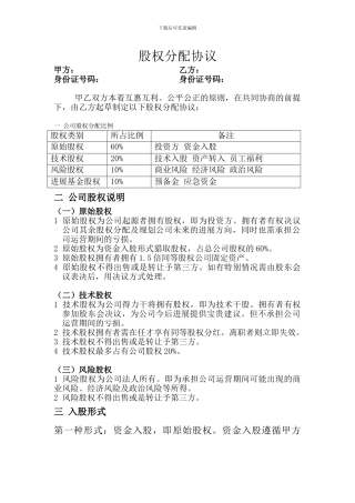 股权分配协议)12