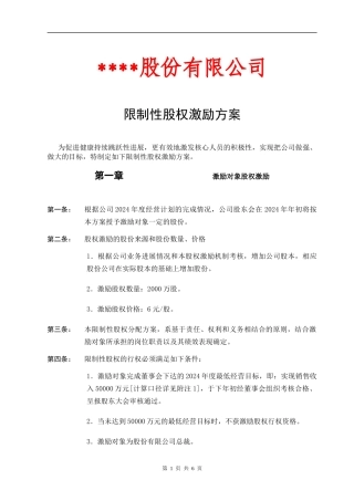 股权激励方案(模板)