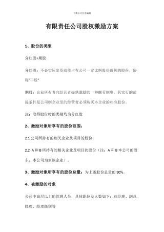 股权激励方案(有限责任公司)