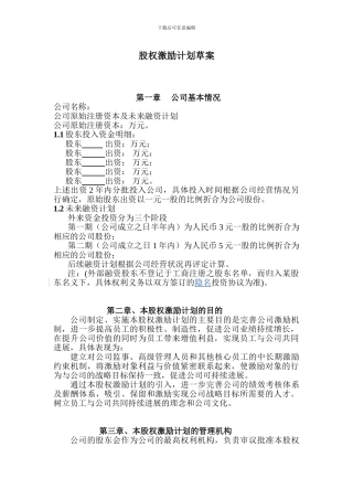 股权激励计划草案框架