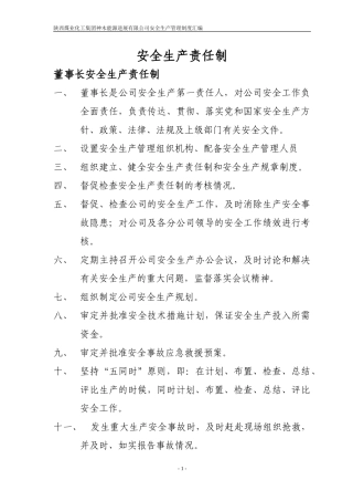 能源公司安全生产责任制