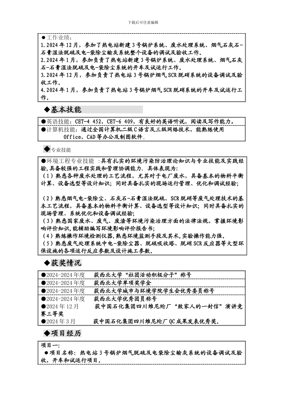 脱硫脱硝技术人员应聘简历_第2页