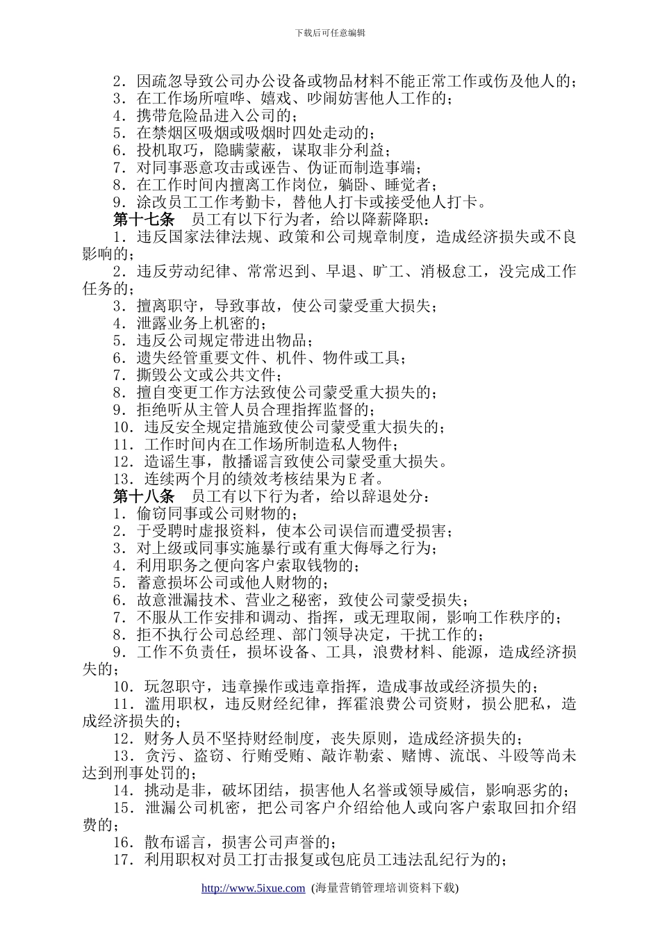 芜湖市福海国际家具有限责任公司-员工奖惩实施细则-9页_第3页