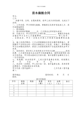 苗木栽植合同