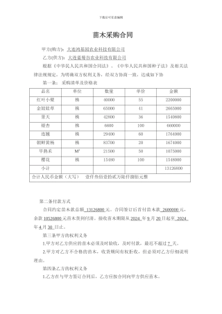 苗木采购合同蓝...