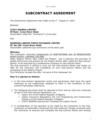 英文版劳务分包合同