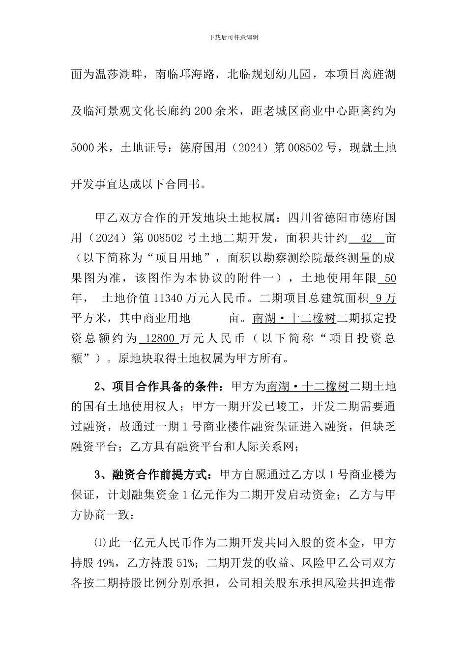 融资合作开发房地产合同协议书_第2页