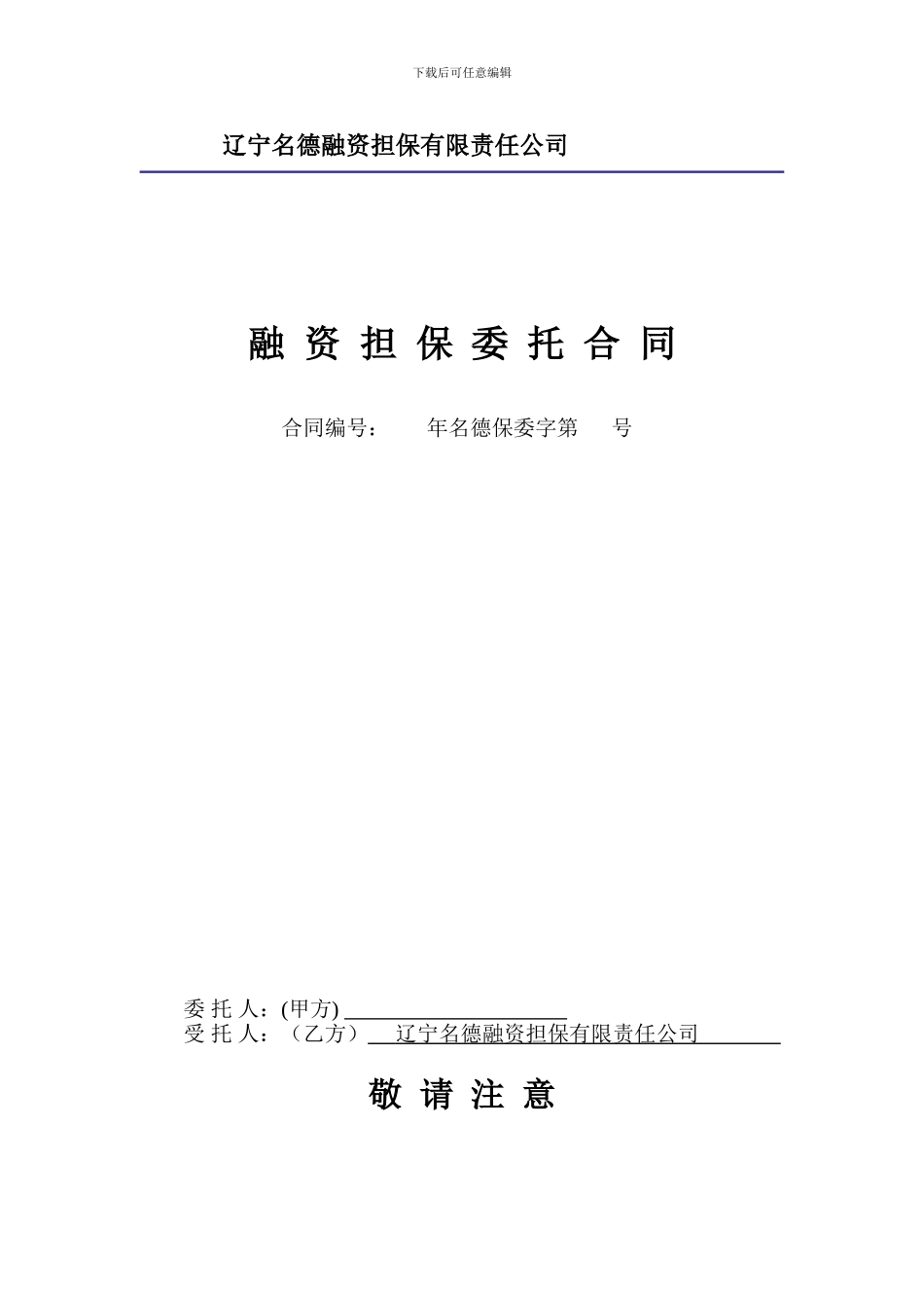 融资担保委托合同_第1页