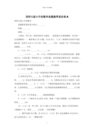 西师大版小升初数学真题集萃前沿卷A