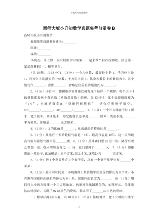 西师大版小升初数学真题集萃前沿卷B