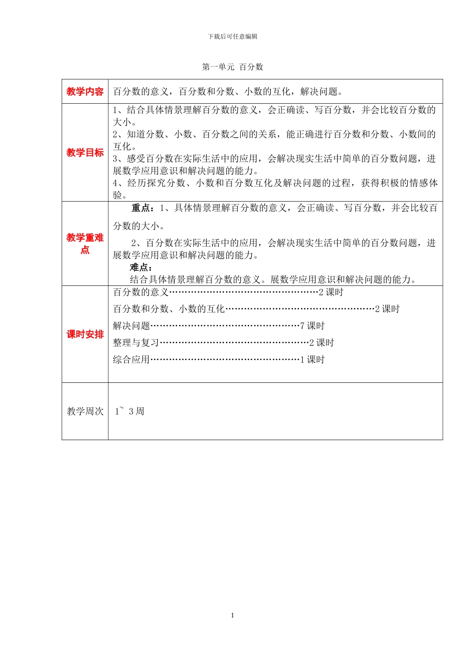 西师版六年级下册数学全册教案(1)_第1页