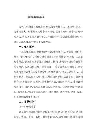 2022年学校思政课建设实施方案范文