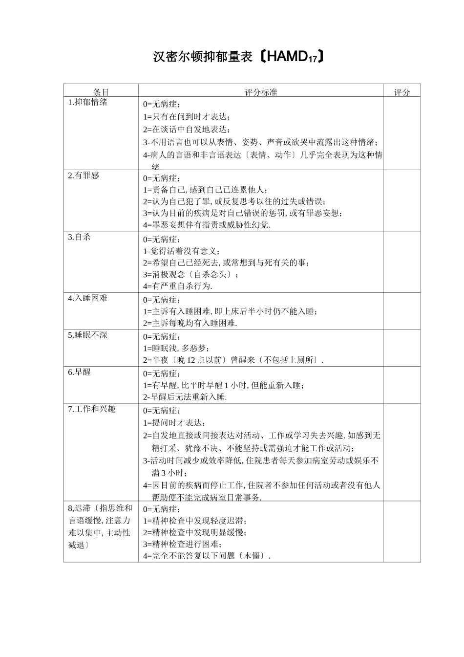 Hamilton汉密尔顿焦虑量表_第3页