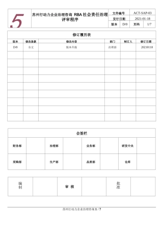 RBA社会责任管理评审程序