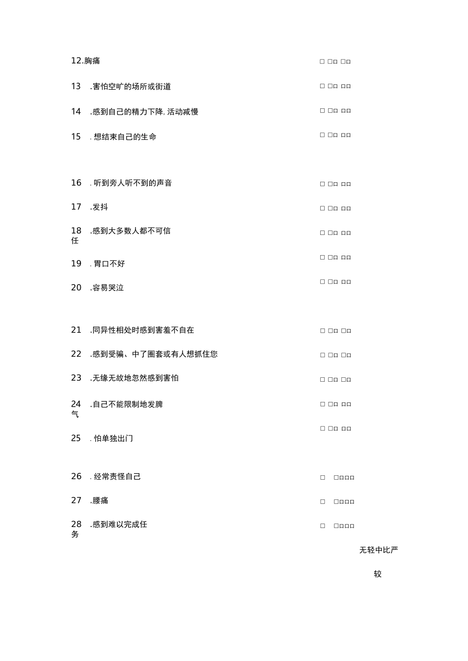 SCL-90问卷,评分标准,得分解释_第2页