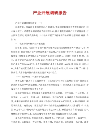 产业发展调研报告
