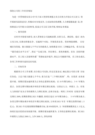 保险公司的三年经营规划