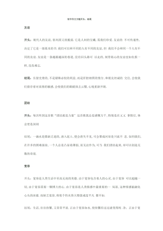 初中作文万能开头初中背的