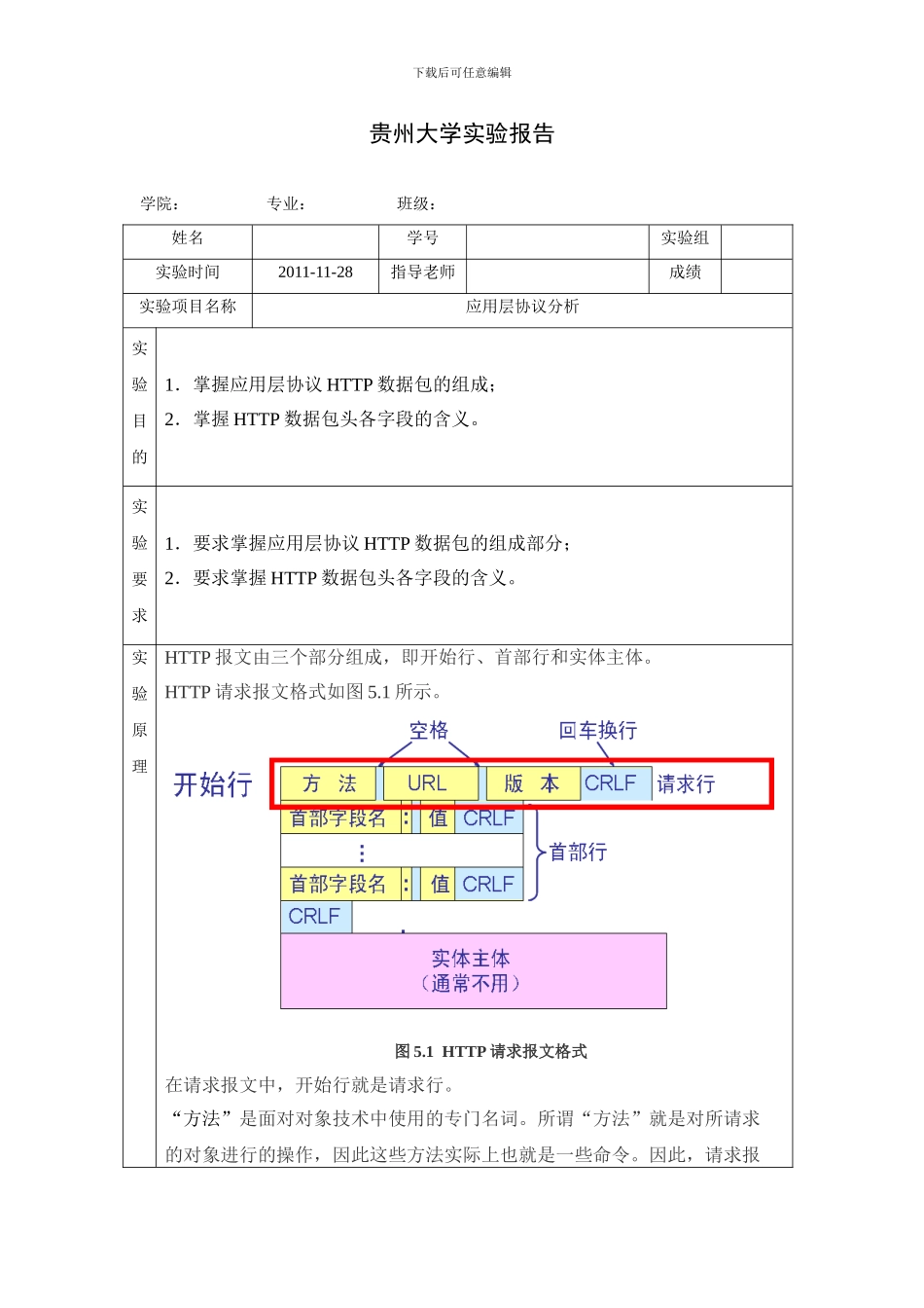 计算机网络第5次实验-应用层协议分析_第1页
