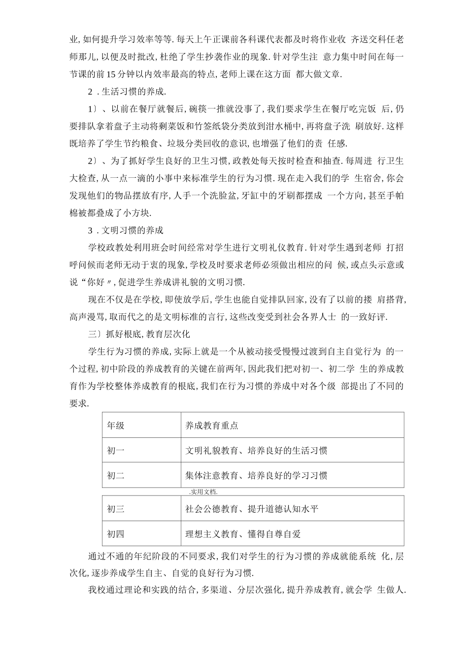 初中生行为习惯养成教育阶段性总结_第3页