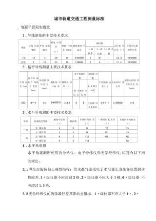 城轨道交通工程测量规范