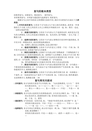 复句的基本类型