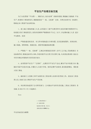 安全生产管理目标交底