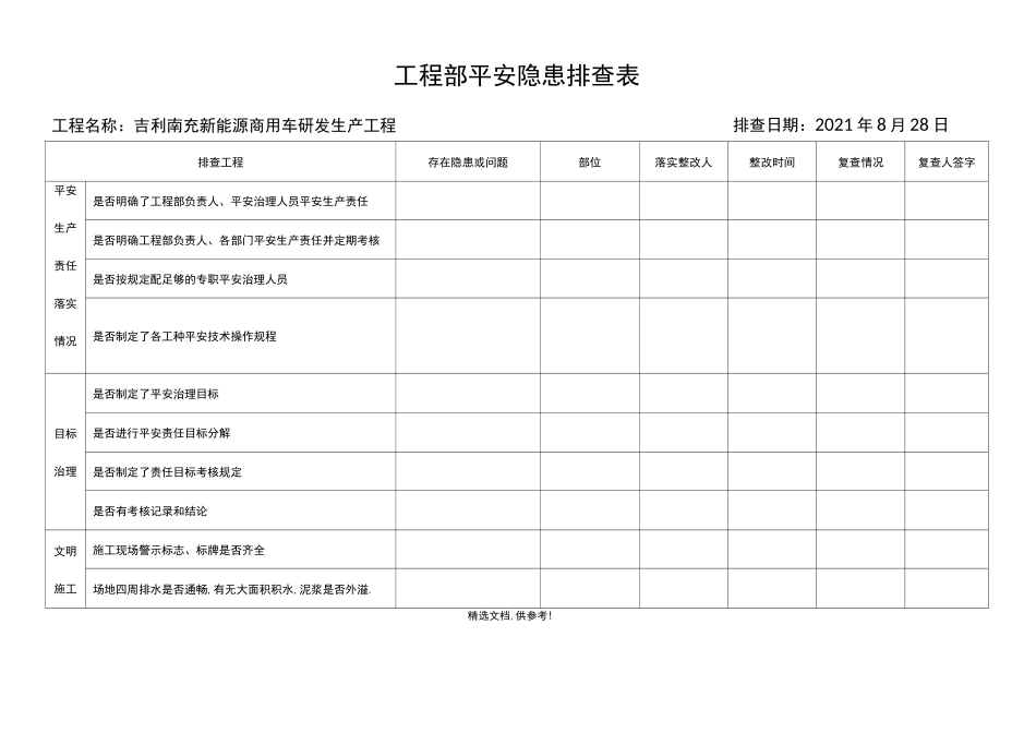 安全隐患排查记录表_第1页