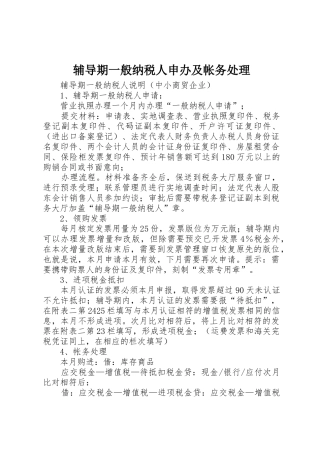 辅导期一般纳税人申办及帐务处理