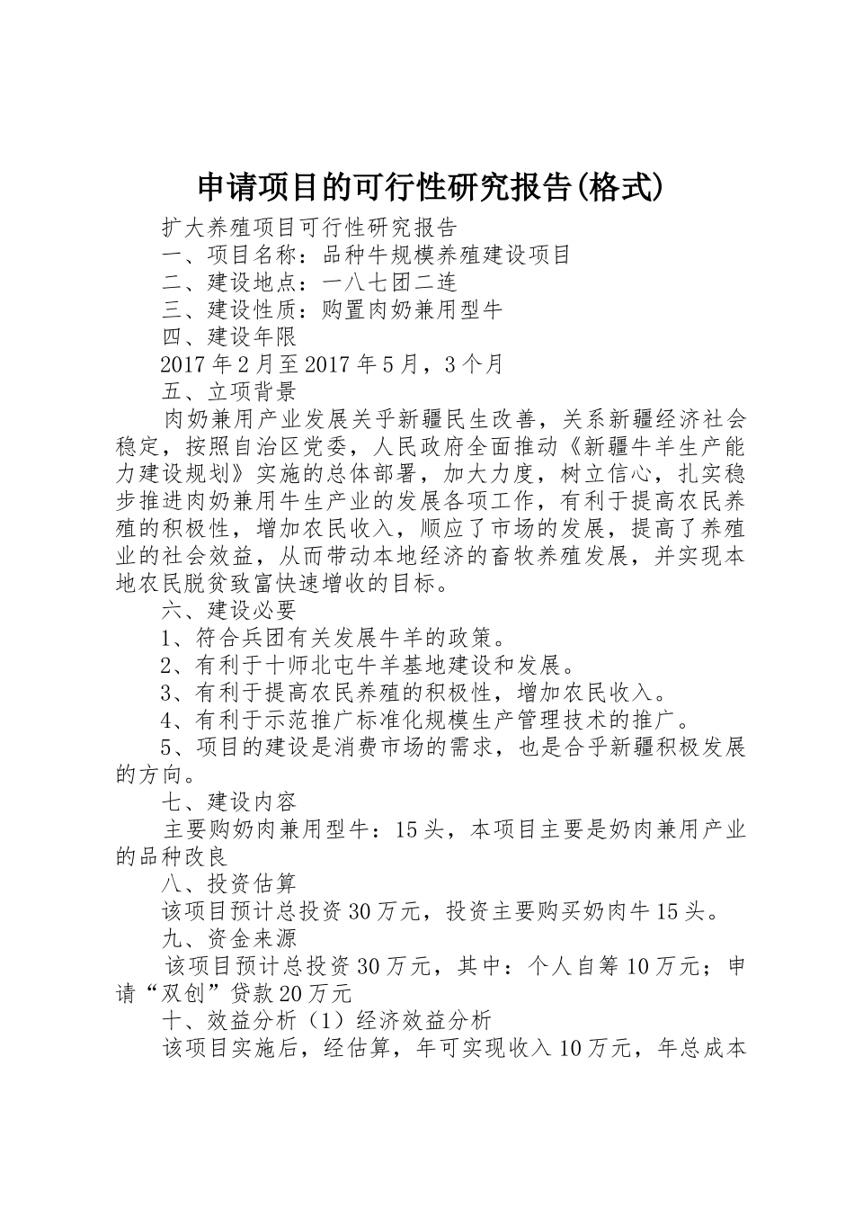 申请项目的可行性研究报告(格式)_第1页