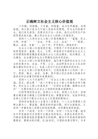 正确树立社会主义核心价值观