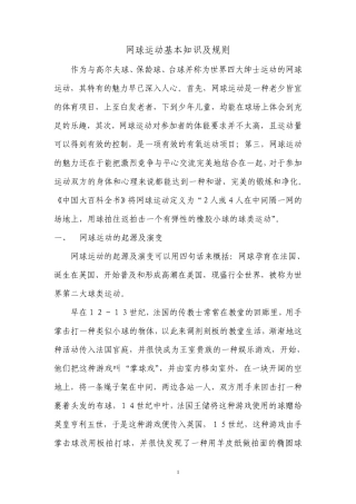 新网球运动基本知识及规则