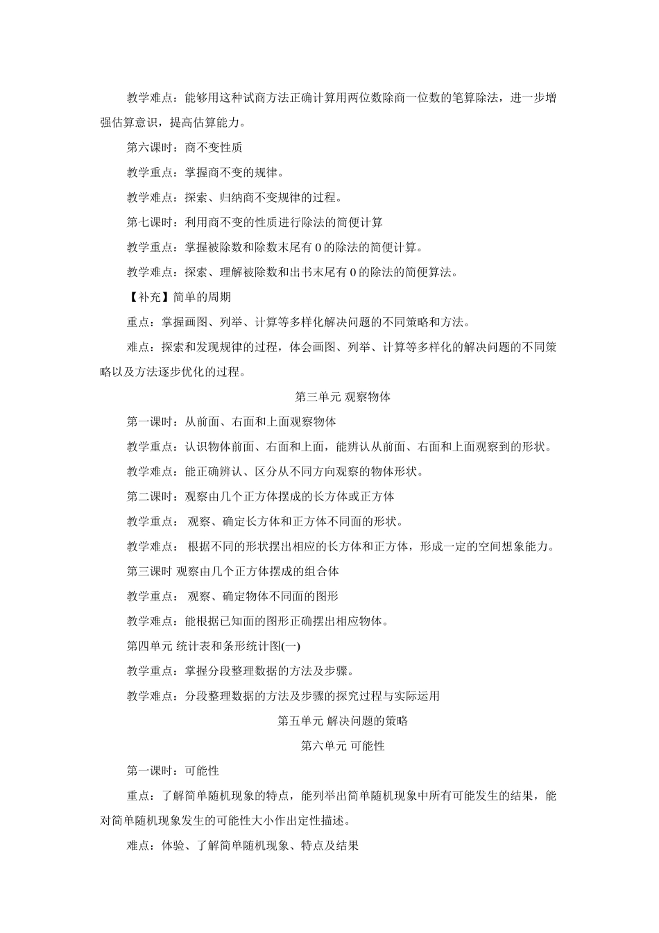 新苏教版小学数学四年级重难点整理_第2页