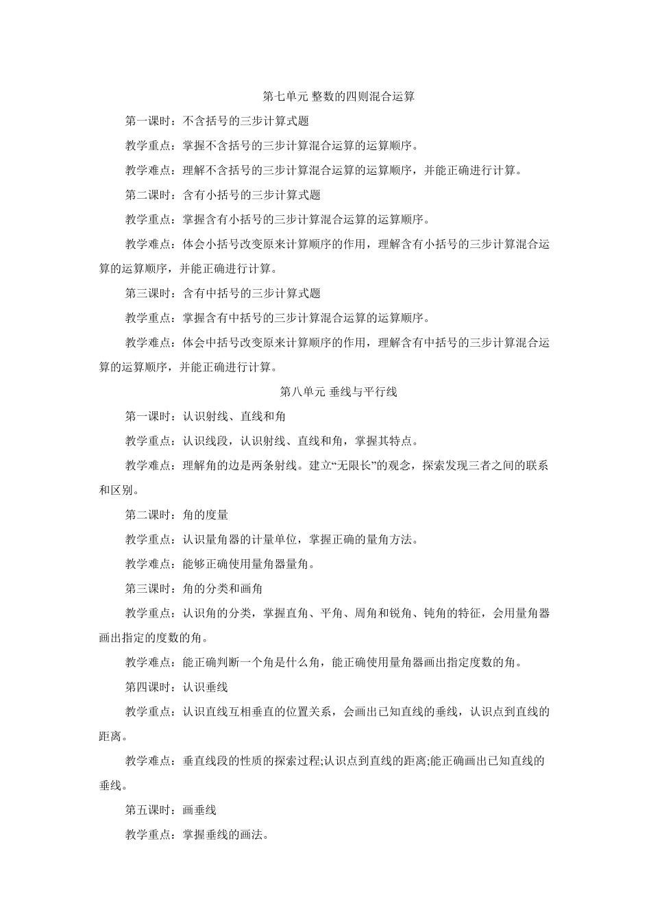 新苏教版小学数学四年级重难点整理_第3页