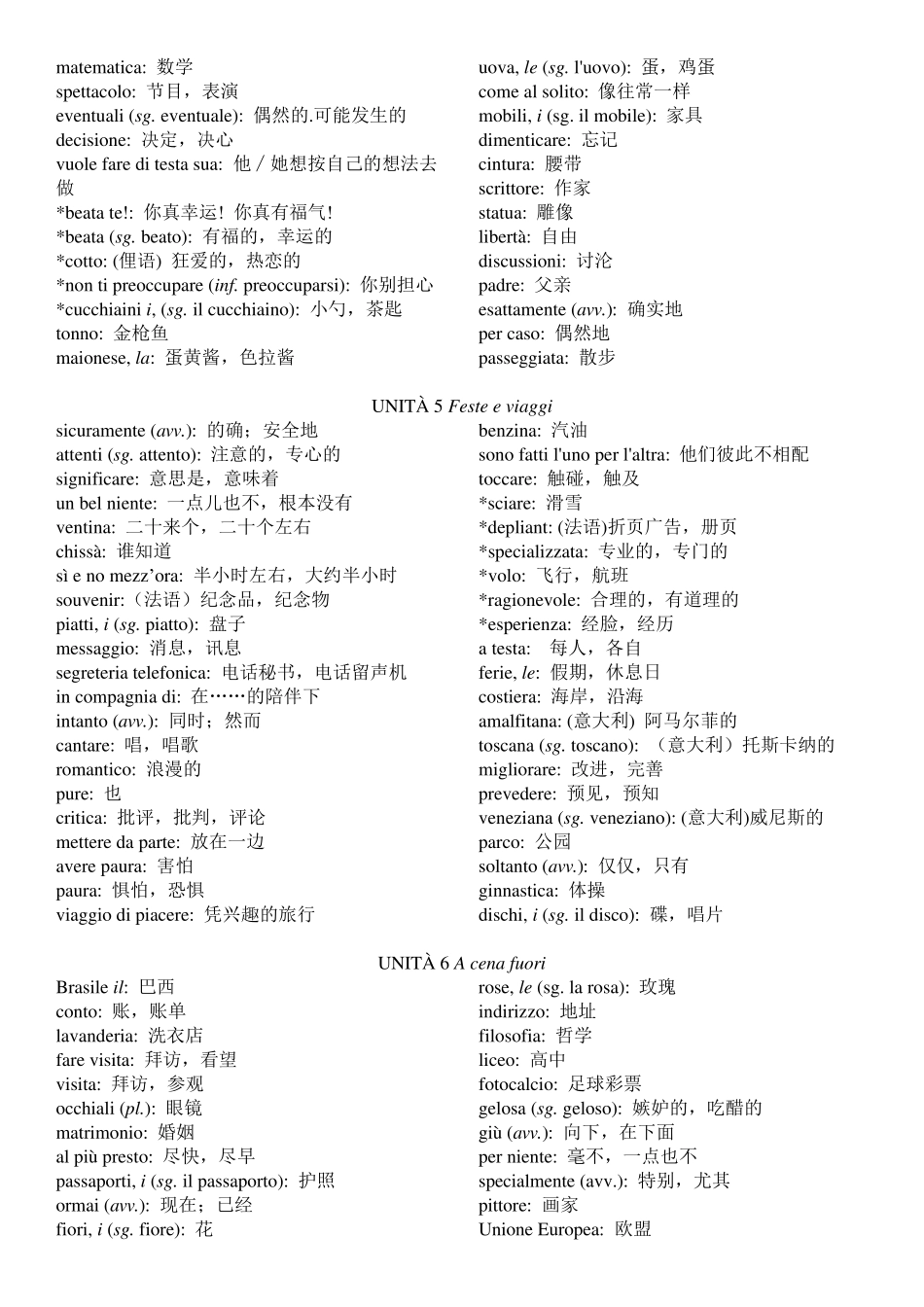 新视线意大利语初级练习手册词汇表_第3页