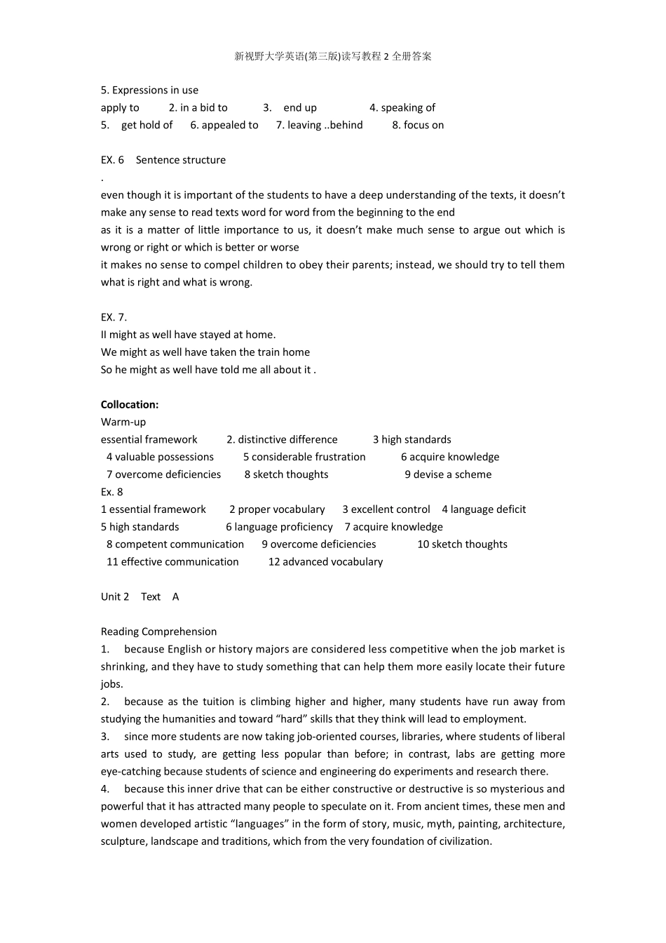 新视野大学英语(第三版)读写教程2全册答案_第3页