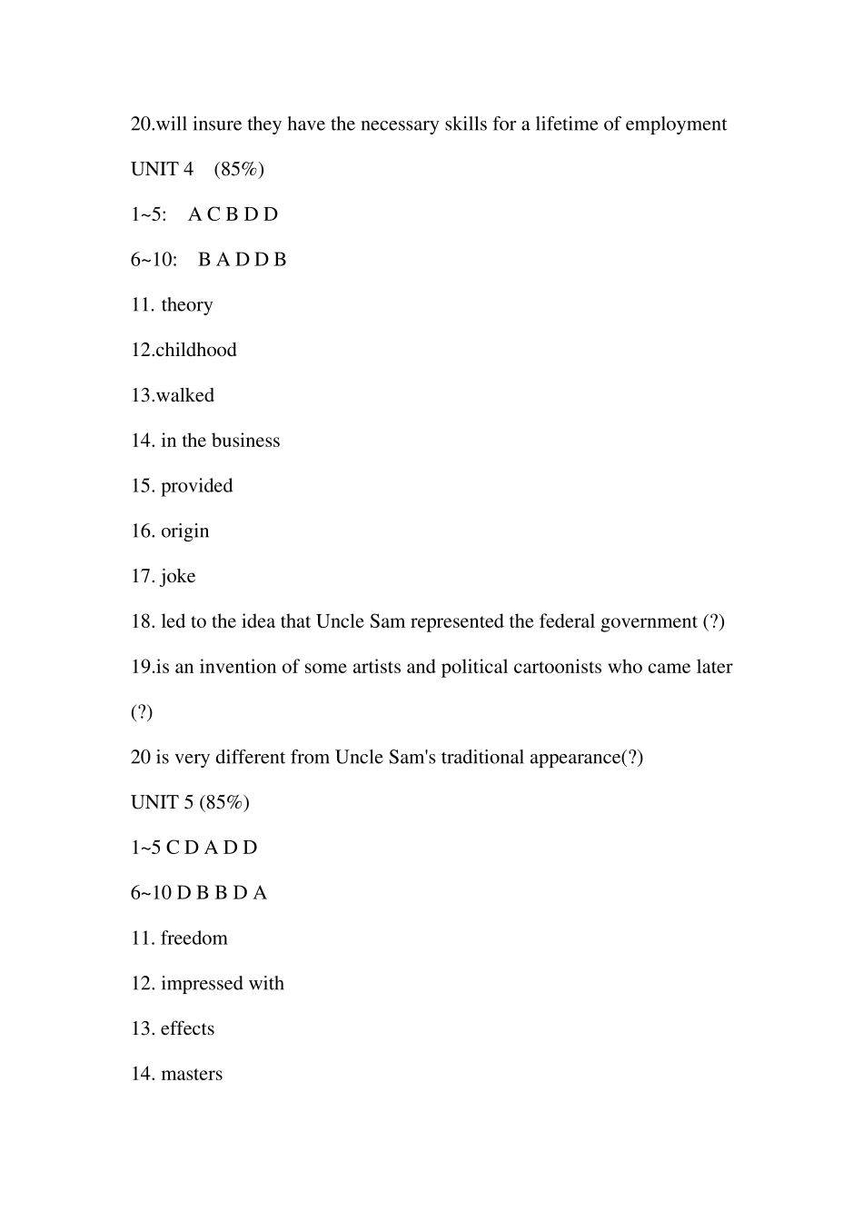 新视野大学英语第二版第三册听说教程QUIZunit1unit10答案_第3页