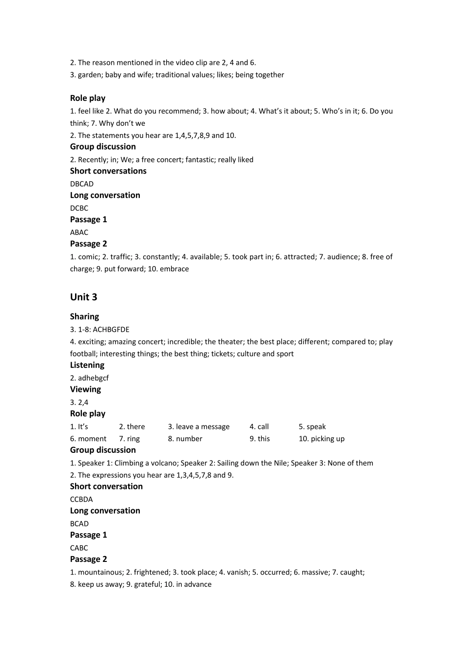 新视野大学英语视听说1参考答案_第2页