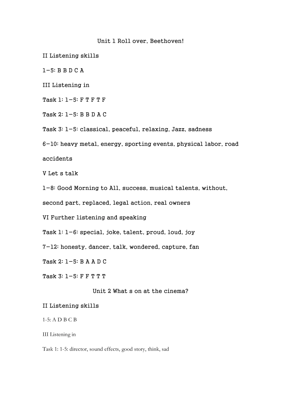 新视野大学英语视听说教程2_听力答案_第1页